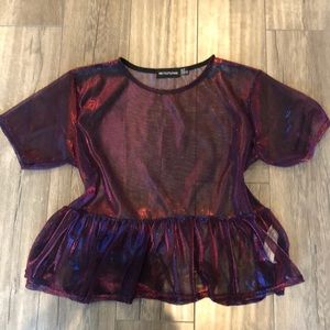 PrettyLittleThing Sheer Peplum top